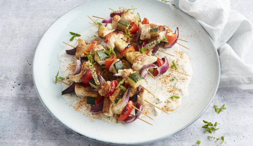 Grilled Chicken Skewers with Tzatziki