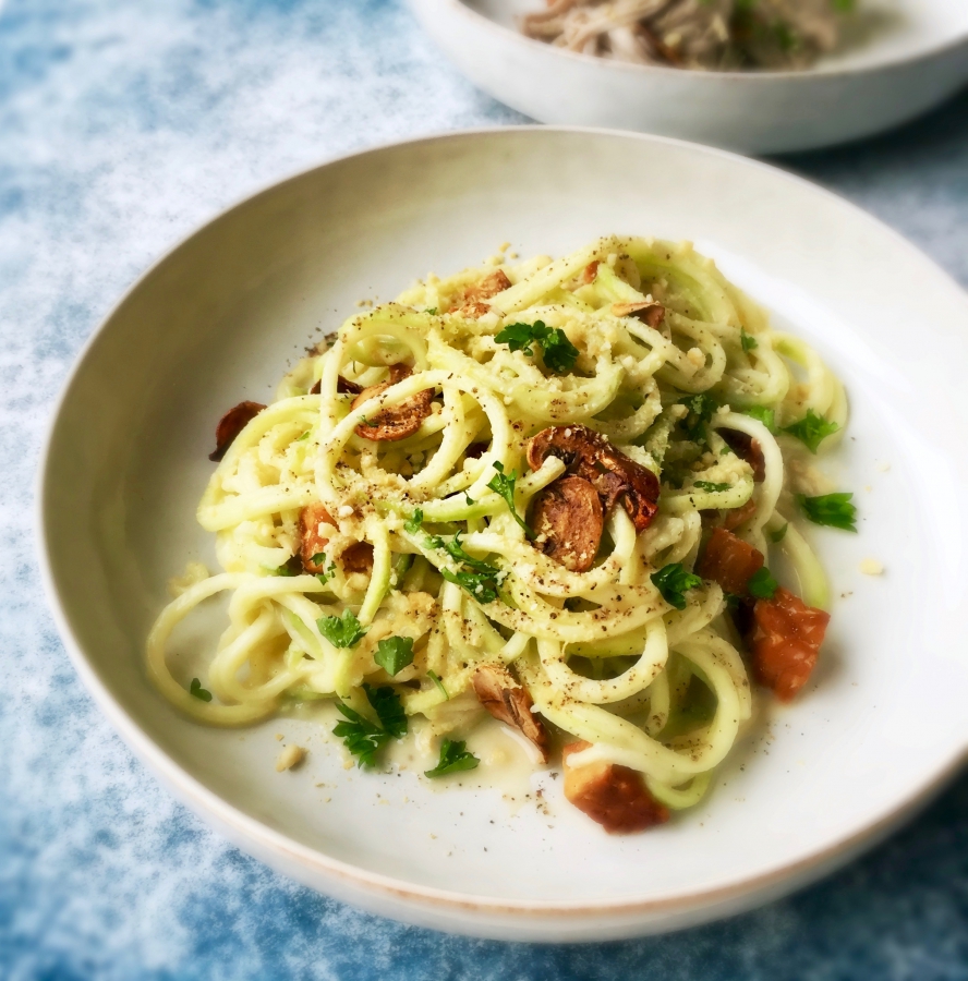 Vegan Spaghetti Carbonara | Spiralizer recipe